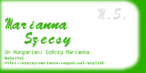marianna szecsy business card